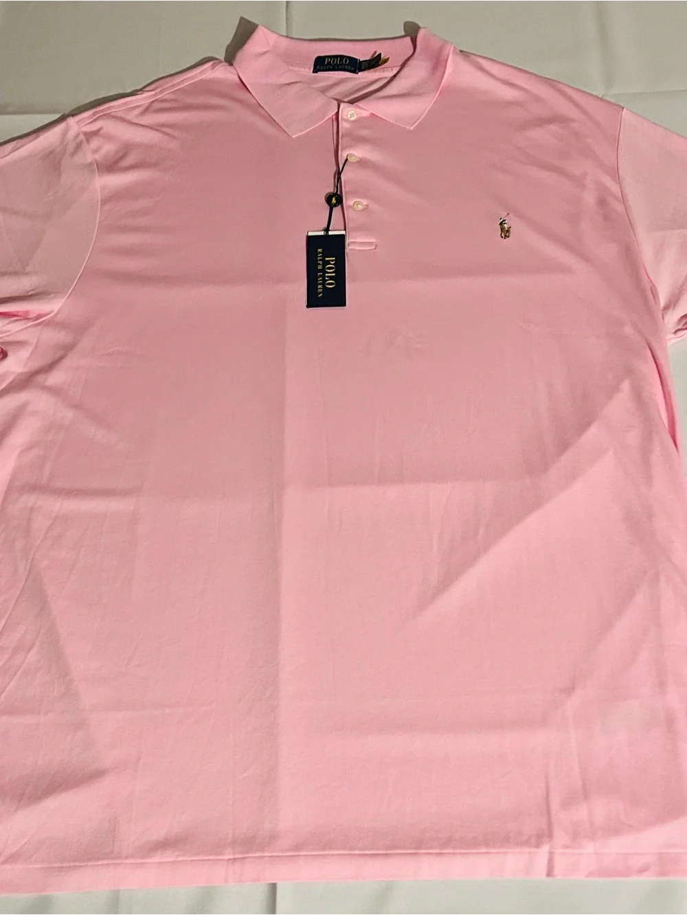 Ralph Lauren Men’s Polo Shirt in Pink with Embroidered Colored Pony 3XLT